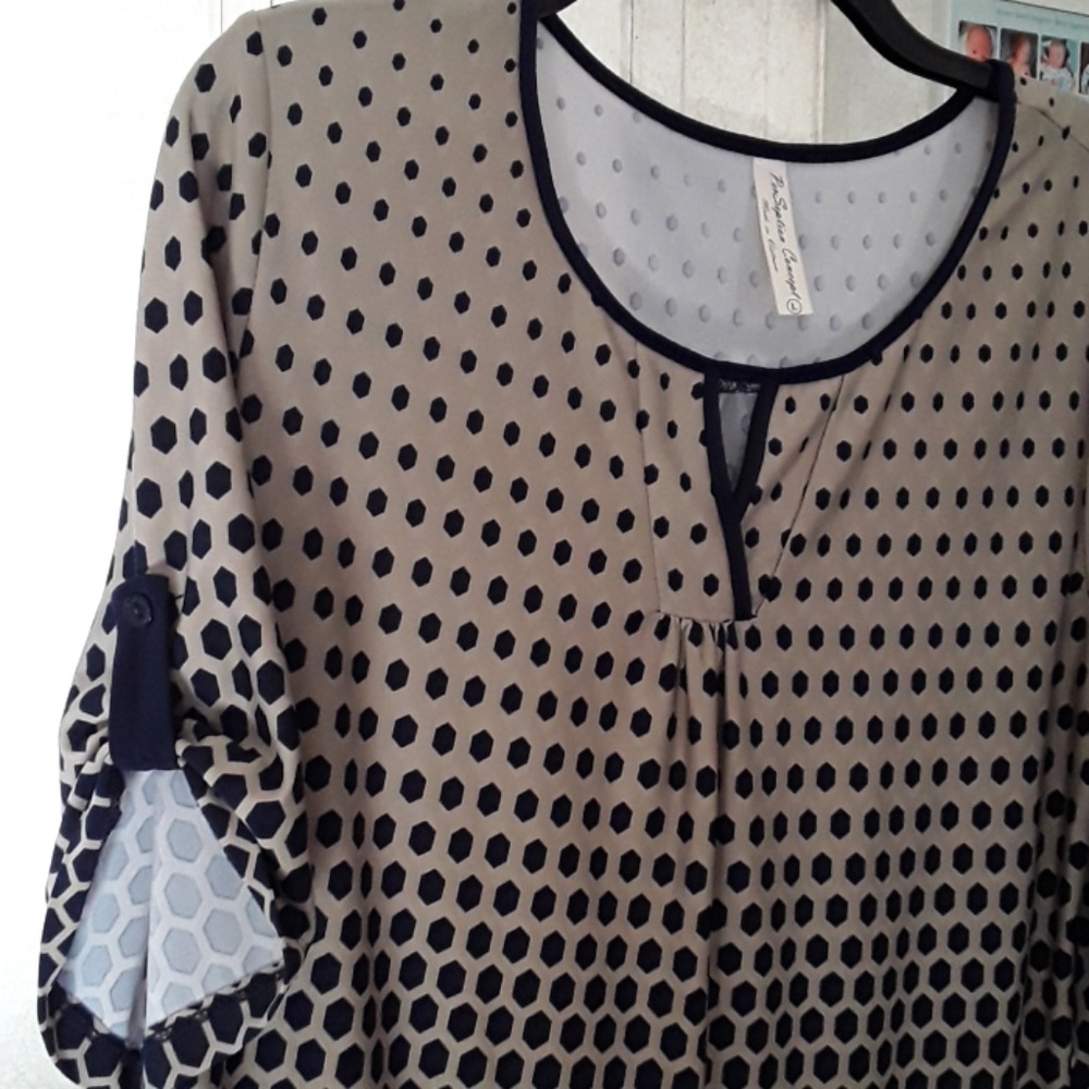 Brown & Blue 3/4 tunic top